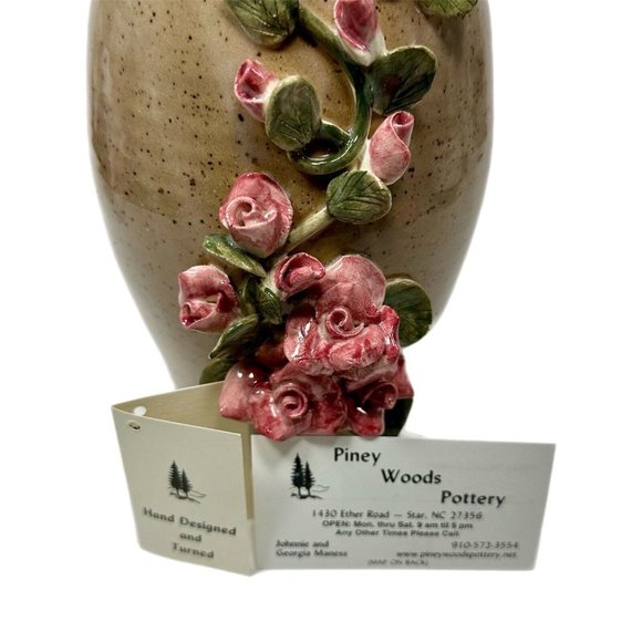 Pottery Vase Bud Studio Signed Art Glaze Brown Stoneware MCM Ruffled Stoneware - Picture 8 of 9